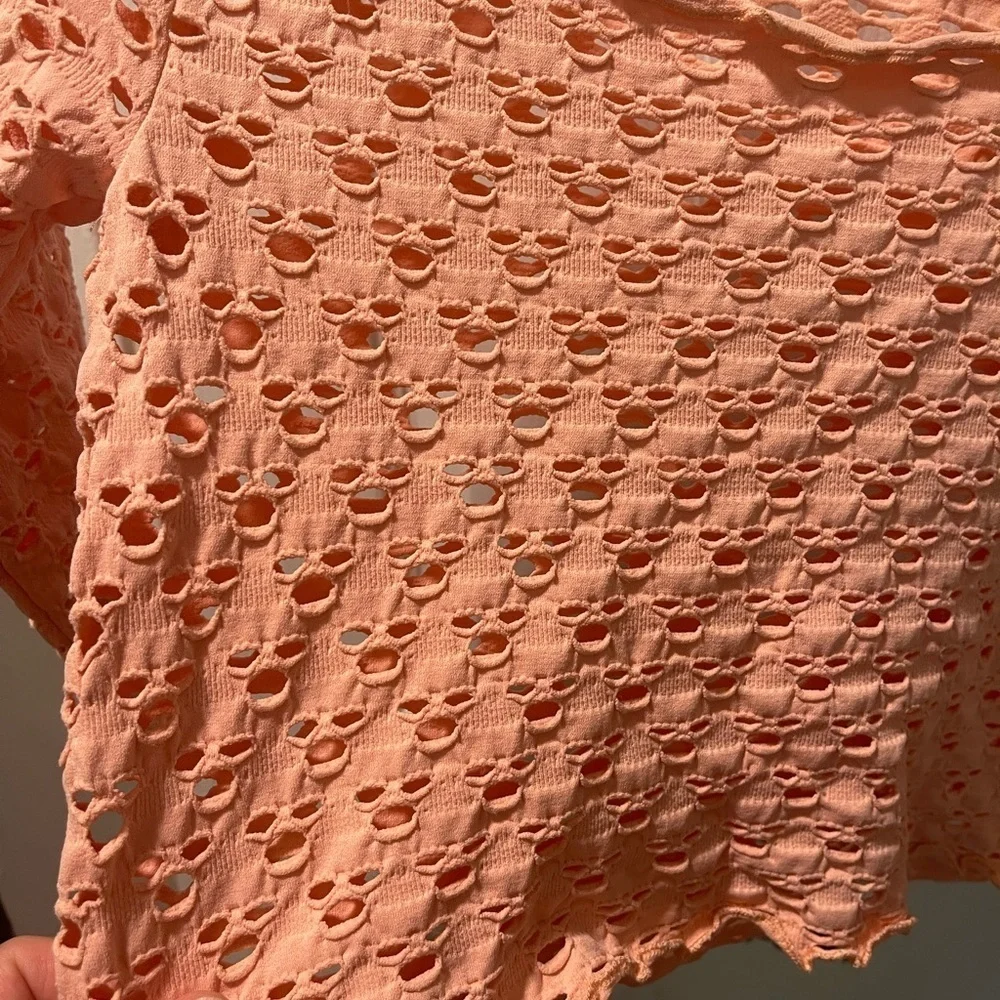Free People Coral Lace Blouse